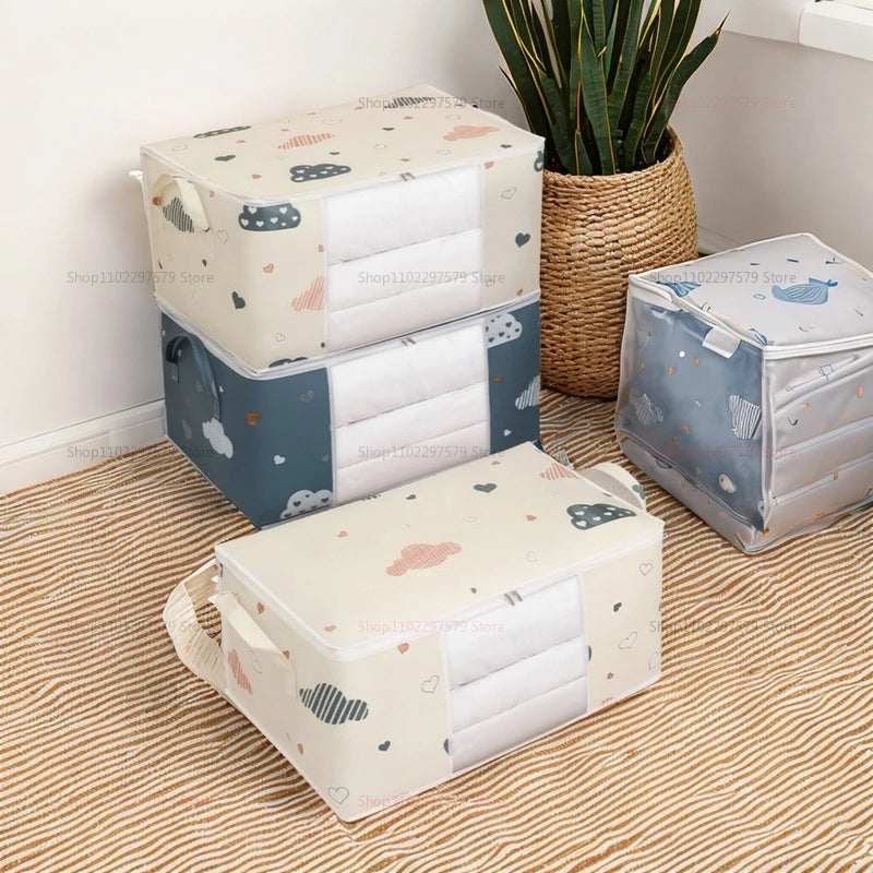 Large Capacity Clothes Storage Bag Organizer With Reinforced Handle Suitable For Blankets Bedding Foldable With Sturdy Zipper