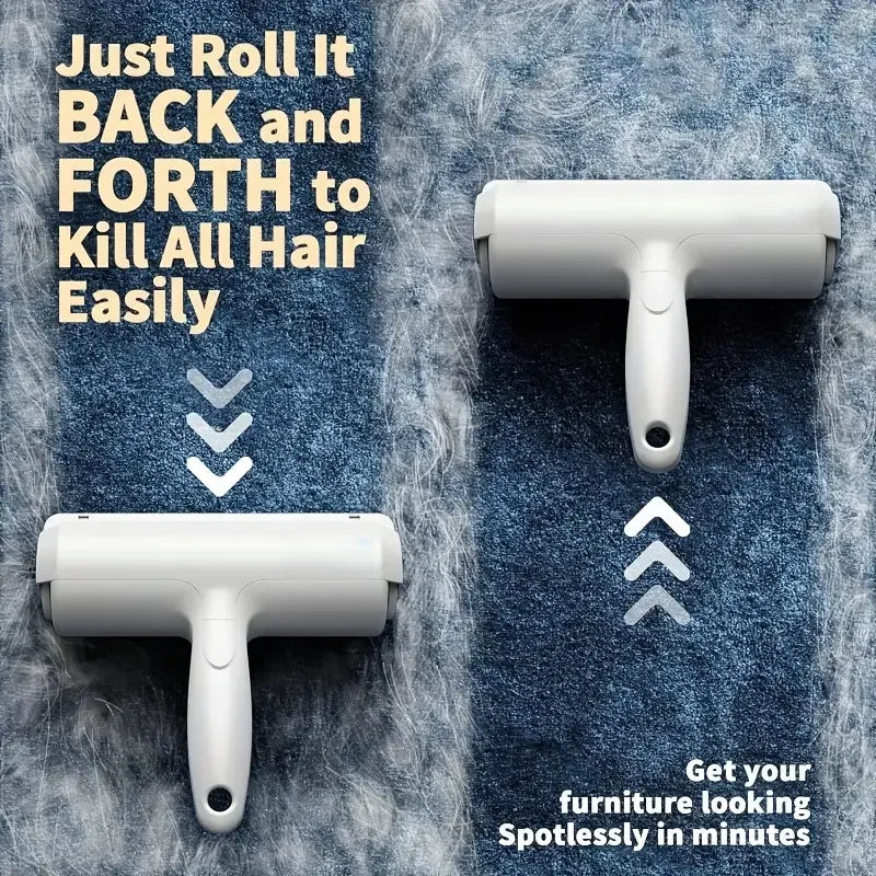 Reusable Pet Hair Removal Mitts &amp; Rollers For Cats and Dogs - Self-Cleaning Lint Roller Set For Furniture Couch Carpet