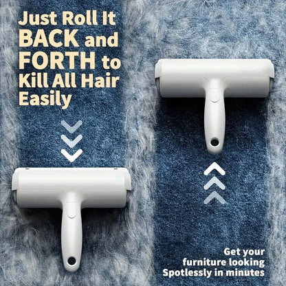 Reusable Pet Hair Removal Mitts &amp; Rollers For Cats and Dogs - Self-Cleaning Lint Roller Set For Furniture Couch Carpet