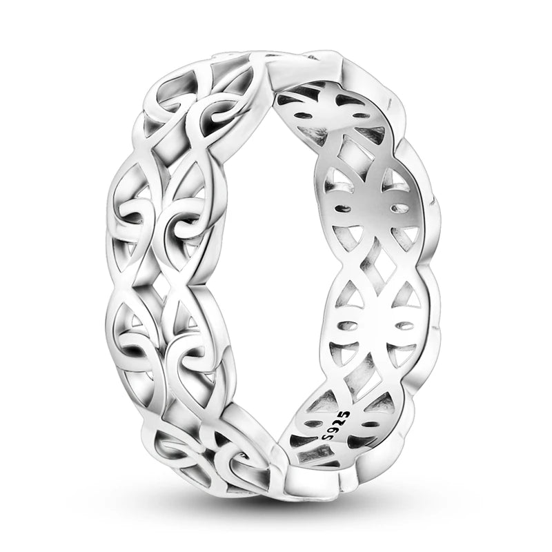 Rings For Women 925 Silver Color Zircon Winding Line Geometric Star Ring Engagement Wedding Romantic Valentine Fine Jewelry Gift