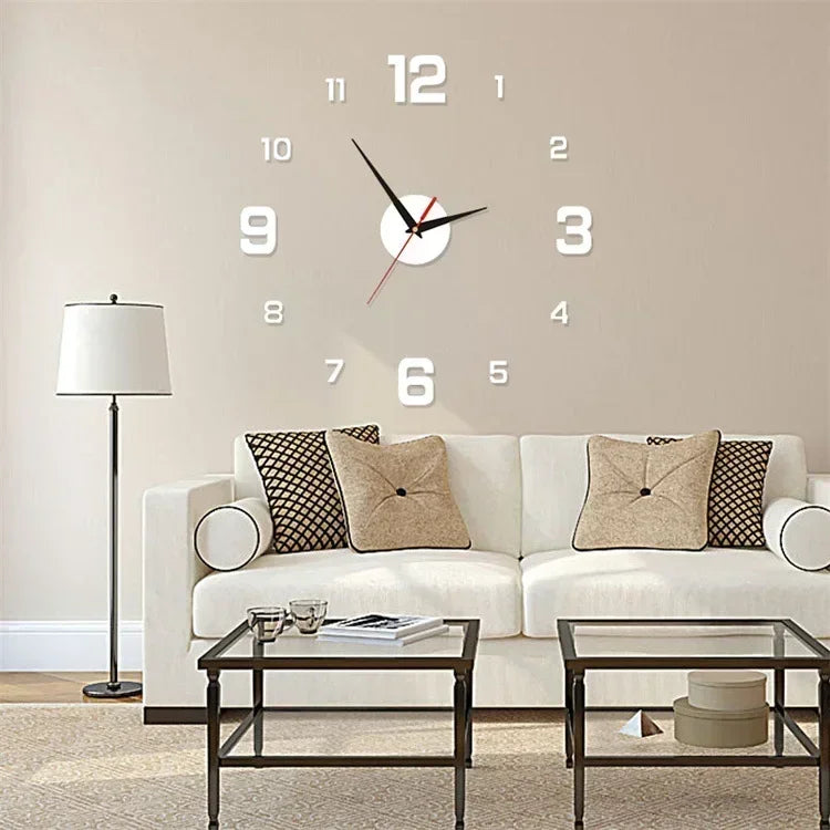 3D Acrylic Mirror Wall Clock Sticker – 40CM DIY Quartz Home Decor