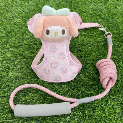 Kawaii Sanrio Dog Leash &amp; Harness – Hello Kitty, My Melody, Pochacco