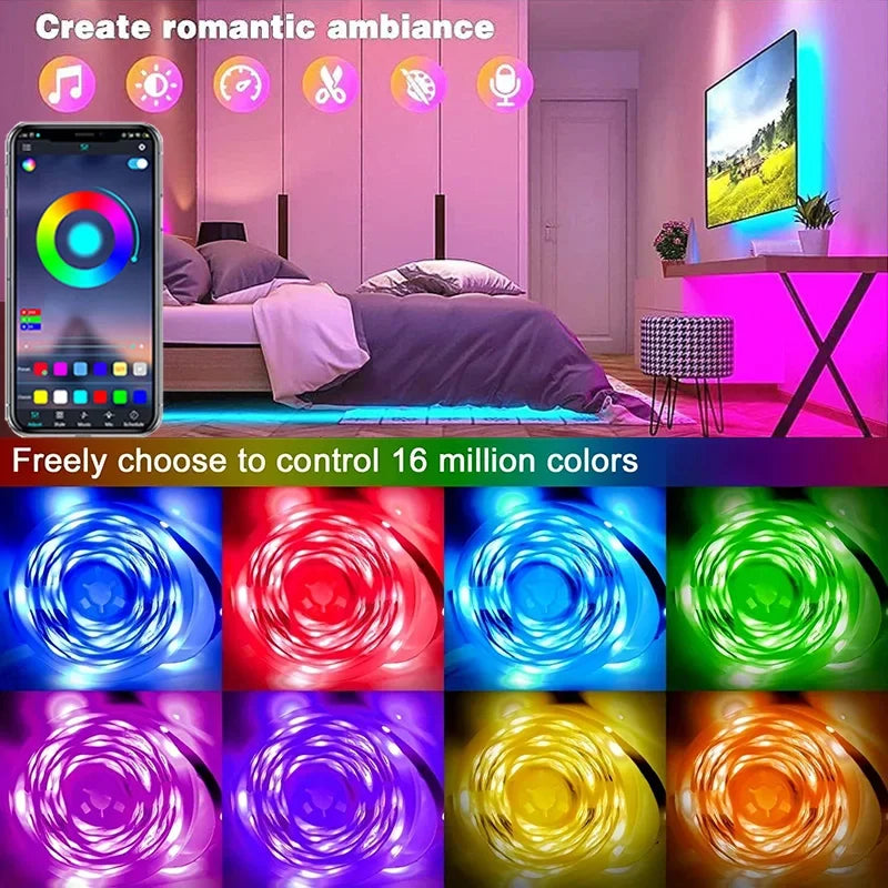 RGB LED Strip Lights with APP Control – USB Powered 5050 Light Tape