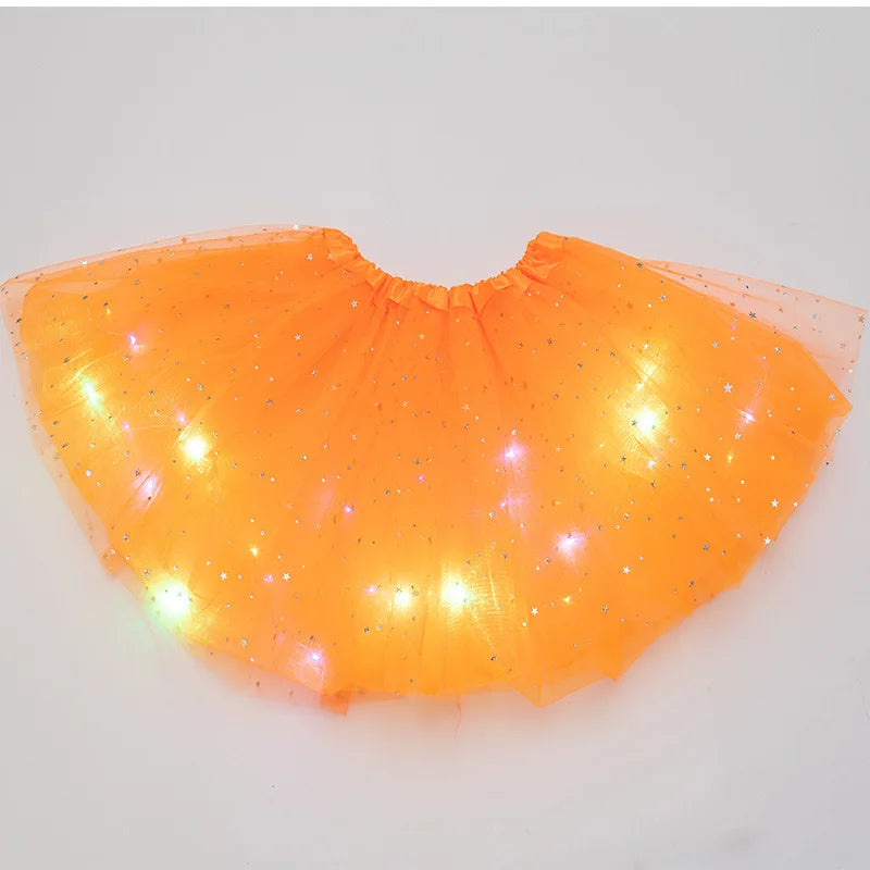 LED Glowing Light Kids Girls Princess Tutu Skirts Children Cloth Wedding Party Dancing Miniskirt Costume Cosplay Led Clothing