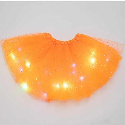 LED Glowing Light Kids Girls Princess Tutu Skirts Children Cloth Wedding Party Dancing Miniskirt Costume Cosplay Led Clothing