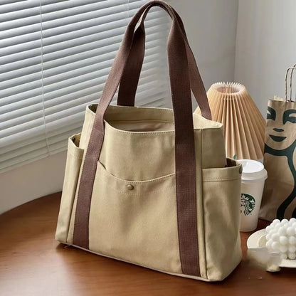 Large Capacity Canvas Tote Bags for Work Commuting Carrying Bag College Style Student Outfit Book Shoulder Bag Bolsos Para Mujer