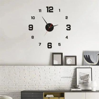 3D Acrylic Mirror Wall Clock Sticker – 40CM DIY Quartz Home Decor
