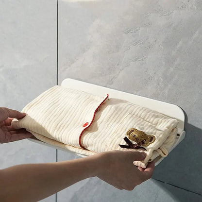 Foldable Storage Rack In Bathroom, Wall Mounted Towel, Clothing, Mobile Phone, Skincare Product Storage Rack In B