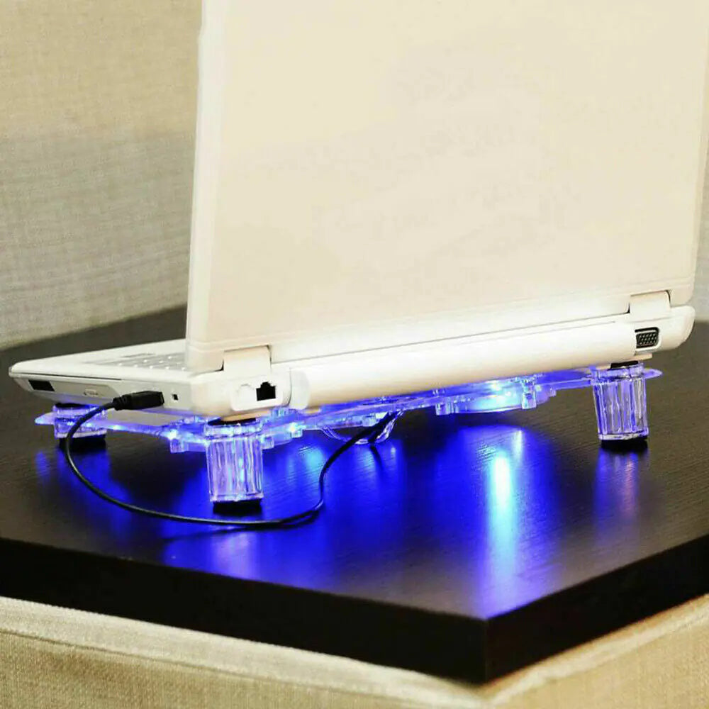 3-Fan USB Cooler Cooling Pad Stand with LED Light for Laptop